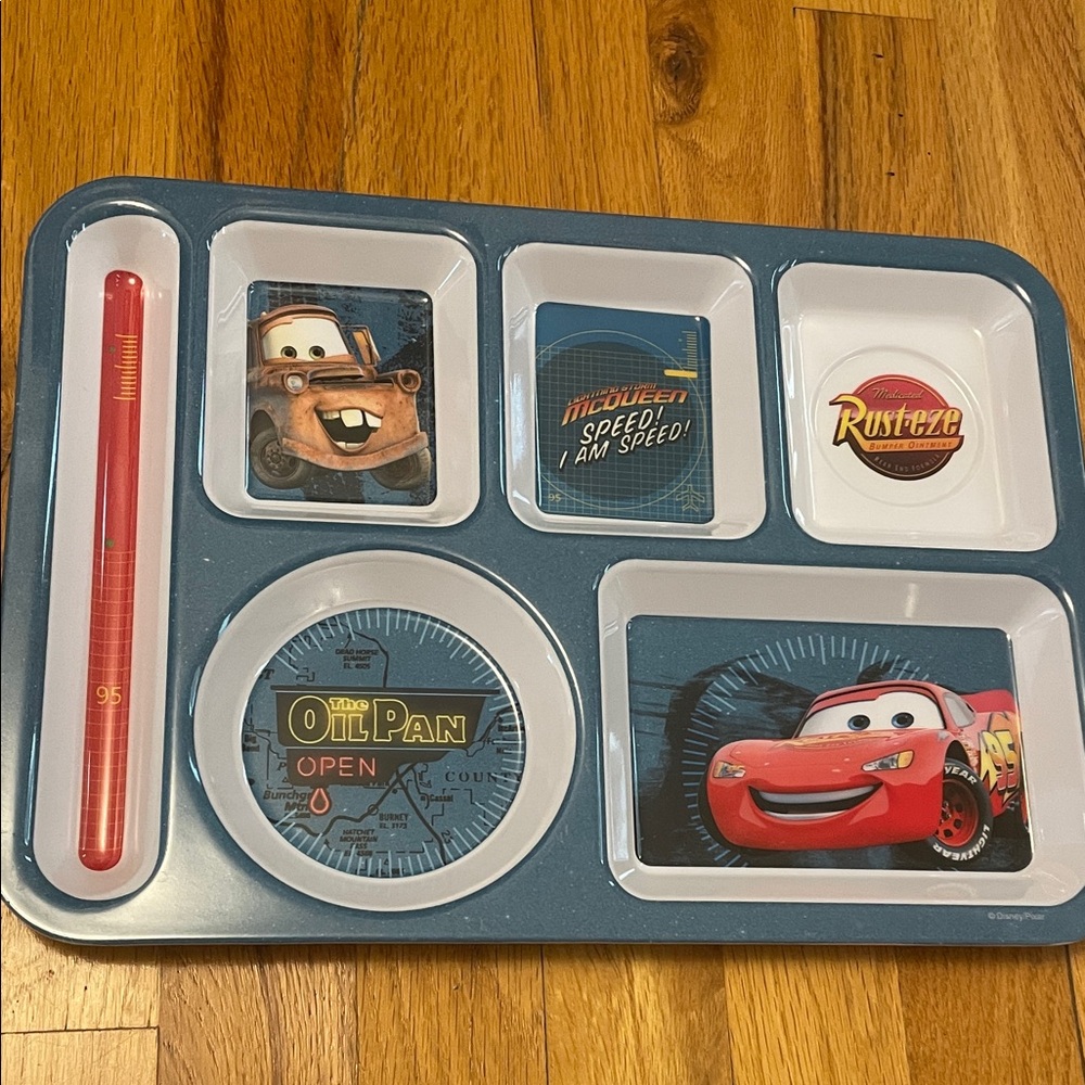 Disney’s CARS Multi - Divided Melamine Dining Plate. EUC. RARE!